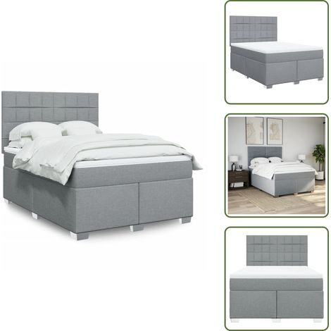 Sommier à lattes de lit avec matelas Gris clair 140x190cm Tissu - Sommier À Lattes De Lit - Sommiers À Lattes De Lit - Lit - Meuble De Chambre À Coucher (1/5)