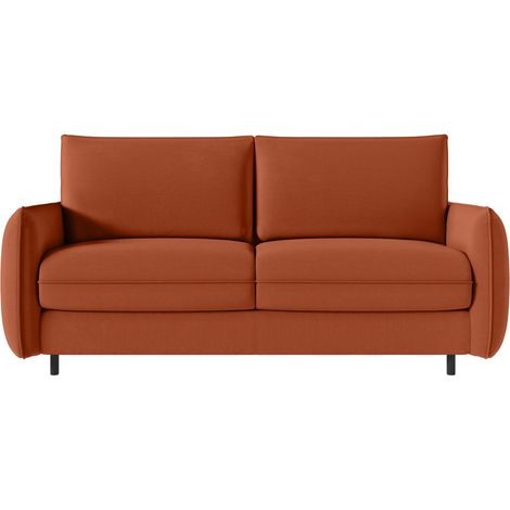 Canapé ERIK convertible 3 places couchage quotidien 160x190cm - matelas 14cm - tissu terracotta (1/5)