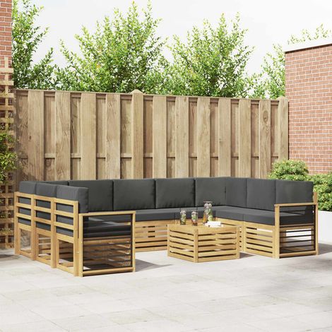Teenpull – Outdoor-Sofagarnitur 10 Stk. Weiß und Anthrazit Polyester (1/5)