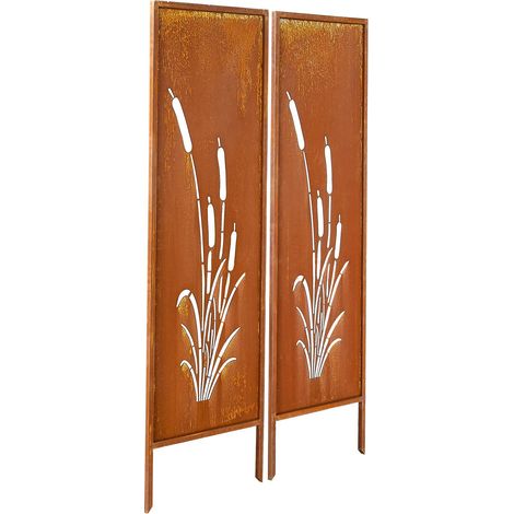 Panneau d'intimité en métal, 50 x 160 cm, clôture moderne autoportante, séparateur de jardin avec piquets renforcés et plaque en acier, idéal pour extérieur et intérieur. (1/5)