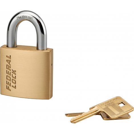 Lucchetto Federal Lock 530, ottone, costruzione, arco in acciaio, 50mm, 2 chiavi - THIRARD