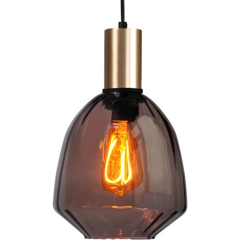 Lampe suspendue dorée Porto avec verre rouge Nicolette - Ø 20cm - 2710-05-02-13 (1/3)
