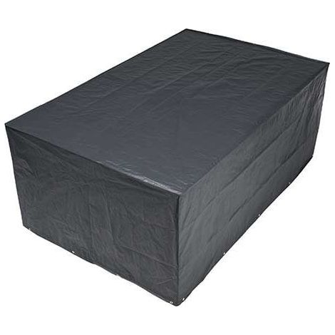 Housse de protection pour table rectangulaire et chaises de jardin – Dimensions H90 x 225 x 143 cm – Déperlant et imperméable – Cordelette de serrage – Nature (1/5)