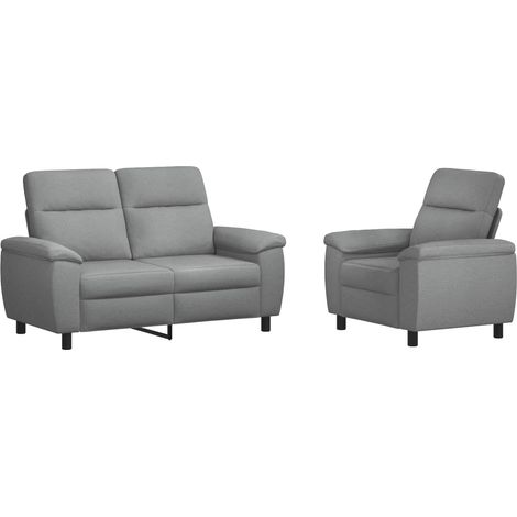 Set di divani 2 pcs Grigio Chiaro Tessuto vidaXL (1/5)