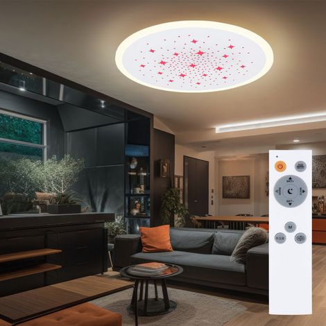 LED Deckenleuchte Schirm mit Stern-Stanzungen rundes Panel weiß Farbwechsler CCT (1/5)
