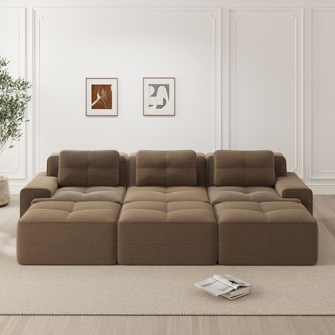 Modulares Sofa aus Cord mit Tiefsitz 74 cm Braun OKMYHOME (1/5)