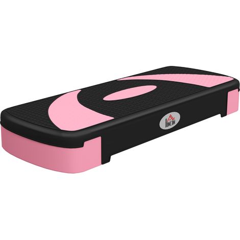 HOMCOM Step Fitness per Aerobica Regolabile su 3 Altezze da 10-15-20 cm Rosa