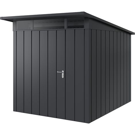 Hörmann Metall-Gerätehaus "Juno" mit Pultdach, JPD6 - Modern, 214 x 262 cm (B x T), anthrazit, 1-flüglige Tür, Anschlag links (1/5)