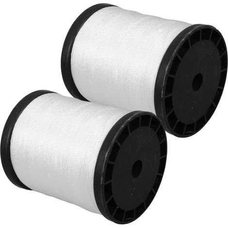 Ficelle en Nylon pour Maçonnerie 2 Rouleaux Résistante à L'usure Facile à Transporter Couleur Blanc pour Décoration et Travaux Manuels (1/5)