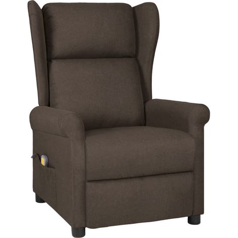 Massagesessel Dunkelbraun Stoff