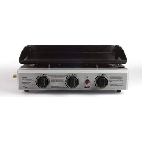 LIVOO DOC105 Plancha gaz, 7500 W, Noir et Argenté