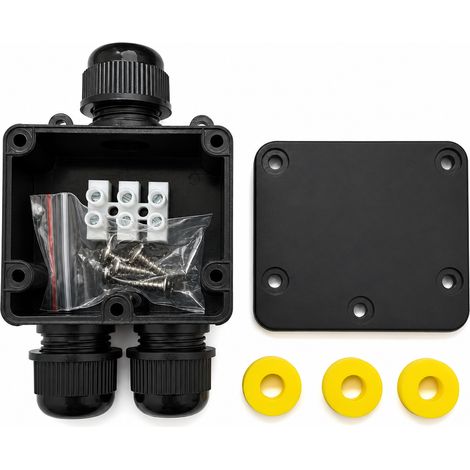 Boîte de Dérivation Noire IP68 à 3 Voies en Plastique pour Jardin (1/5)