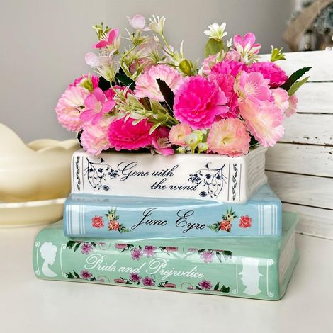 Keramik Buch Blumentopf Dekoration Büchervase Blumen Bücherregal Schlafzimmer (1/5)