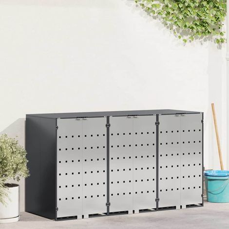 Wagenmüllbehälter für 3 Behälter 204 x 77,5 x 115,5 cm Stahl