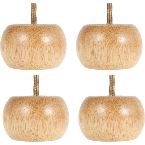 Pieds de meuble 4 pièces en bois massif rond avec 4 vis pour meubles DIY, pieds de table et chaise, ensemble de remplacement pour canapé-lit (1/5)