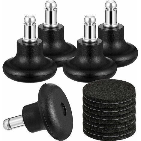 Roues de Cloche Chaise Bureau Remplacement Roues Pivotantes Chaise aux Roulettes Fixes, 2 Pouces Tabouret Haut Profil Cloche Glisse avec Coussins Feutre Auto Adhésifs Séparés, 5 Pièces (1/5)