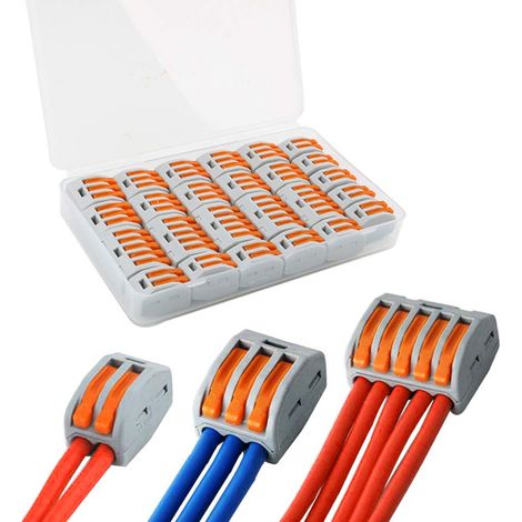 25pcs PCT-212/213/215 Lever-Nut Assortment Pack, Compact Conductor Wires Connectors, Spring Terminal Block Push Cable Wire Connector – 2 Port 10 Pieces, 3 Port 10 Pieces, 5 Port 5 (1/5)