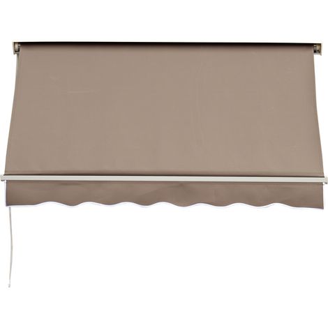 Store banne manuel, inclinaison réglable, aluminium, polyester imperméable, 70 x 180 cm, taupe clair