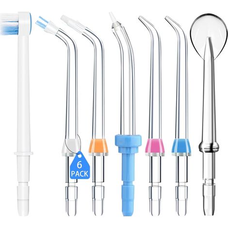 7 Pièces Embout de Irrigateur Buccal de Rechange, Haute Pression Accessoires de Buse pour Flossers à Eau, Jet Dentaire Remplacement Tips pour Hydropulseur Dents Gencives (1/5)