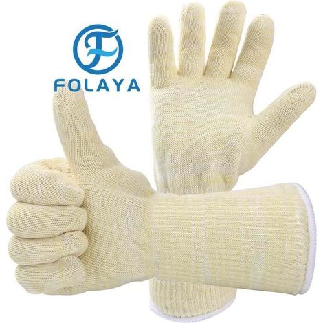 Gants de Barbecue - FOLAYA - Taille Universelle - Résistance jusqu'à 500°C - Confort en Aramide - Antidérapants (1/4)
