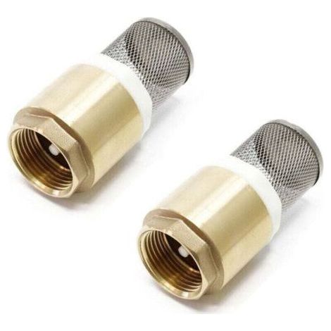 PA Clapet Anti-Retour 2 Pièces Avec Filtre Aspiration Acier Inoxydable Noyau Cuivre Fileté 34Mm Raccord Pompe (1/4)
