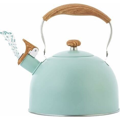 Hervidor silbante de 2,5 litros con asa ergonómica. Hervidor de acero inoxidable. Compatible con placas de inducción. Apto para todo tipo de cocinas de gas. (1/4)