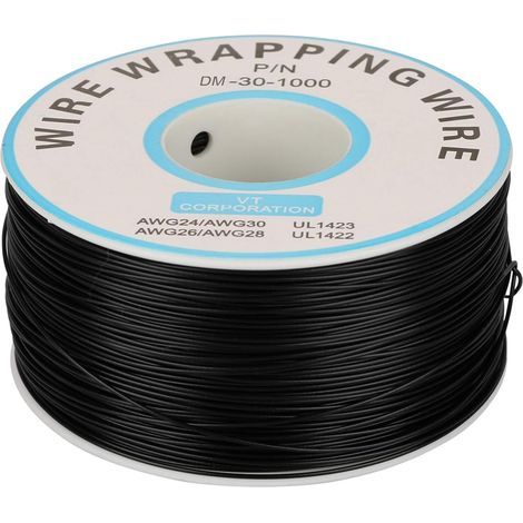 200m Rouleau de Câble Électrique 0.25mm 30AWG 80℃ Câble de Test Isolant PVC Fil Électrique en Cuivre Etamé à un Noyau pour Wrapping (Noir) (1/5)