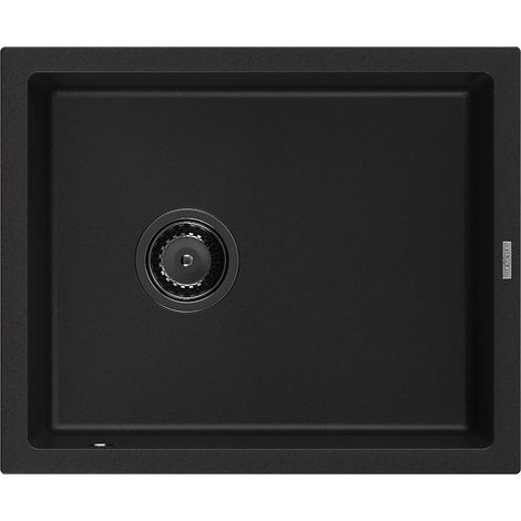 Mexen Pedro évier en granit à 1 cuve 560 x 460 mm, Noir, siphon Noir - 6508561000-77-B (1/5)