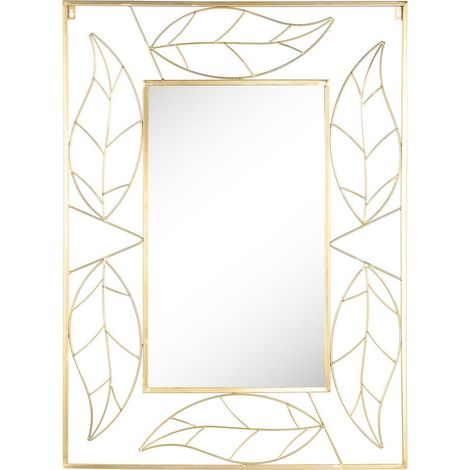 Miroir feuille d'or raffiné pour intérieur chic - Doré mat élégance nature (1/3)