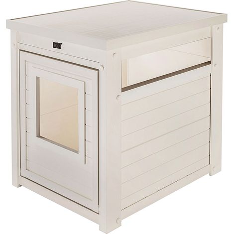 Arenero para Gatos Cubierto Borneo - Fabricado en ECOFLEX - Integra el arenero en la decoración de tu hogar, 58x44,6x70,2 cm, 4 Colores (Blanco) (1/2)