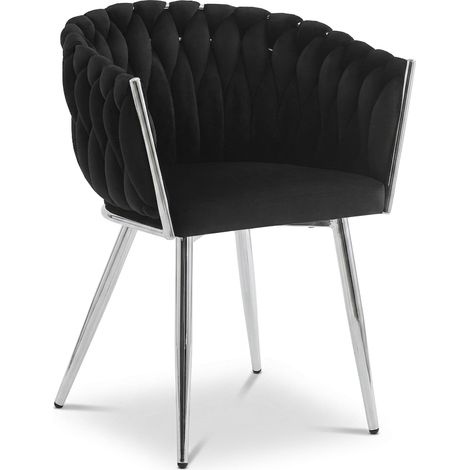 Silla Orion - terciopelo negro / patas cromadas x 1 (1/5)