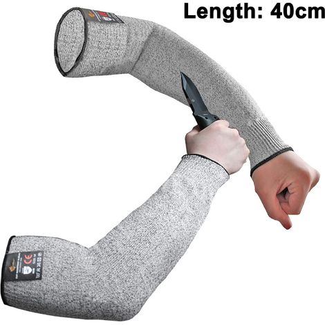 Manchon De Protection Anticoupure - Matériau HPPE Nylon Élasthanne - Norme EN388 Niveau 5 - Protection UV Et Anti-rayures - Tailles 30 40 45 cm - Gris - 1 Paire (1/5)