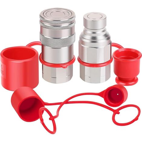 Coupleurs Hydrauliques pour Direction Compacte NPT 1/2", Raccords Rapides à Face Plate avec 2 -Poussière (1/5)