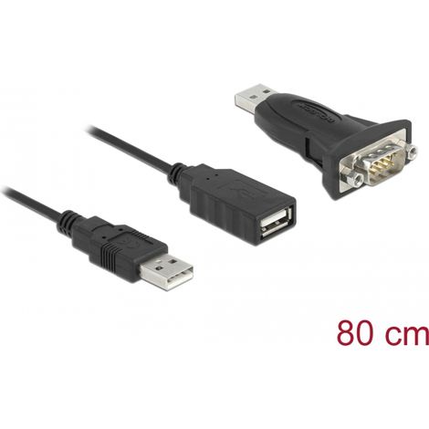 Delock Adaptador USB 2.0 Tipo-A a 1 x Serial RS-232 D-Sub 9 pin macho con tuercas