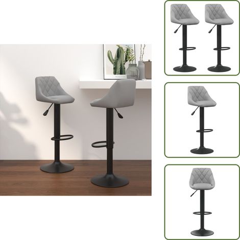 Tabourets de bar lot de 2 gris clair velours - Tabouret De Bar - Chaise De Comptoir - Fauteuil De Bar - Tabouret Design - Tabouret Velours (1/5)