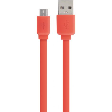 Câble micro USB /USB-A plat 1 m - rouge corail (1/3)