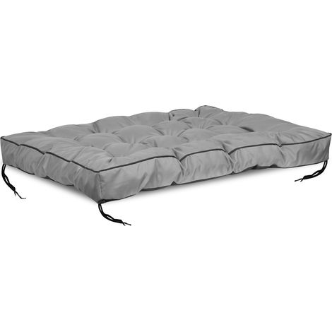 Cojín de jardín 120x80 cm con lado alto para banco con palé, impermeable, gris (1/5)