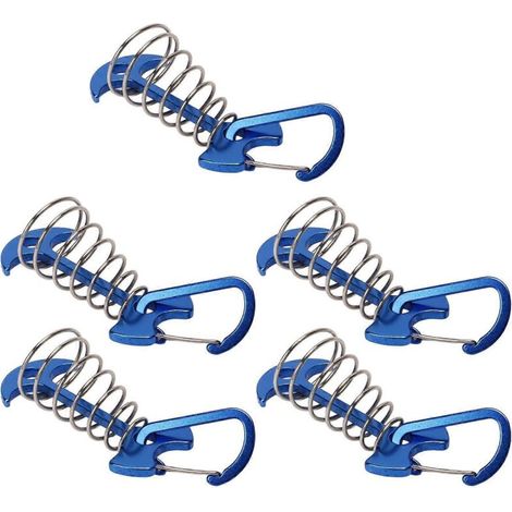 20245 piquets de tente en forme d'arête de poisson pour grandes planches de terrasse, avec boucle à ressort et ancrage réglable en corde au vent (bleu). (1/5)
