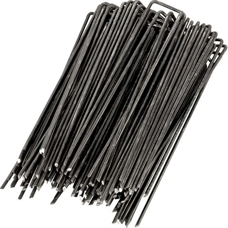 Piquets de Fixation en Acier (100 Pièces) - pour Toiles de Paillages et de Jardinage, Grillage et Filets - 150 mm de Long, 25 mm de Large, 2.7 mm (1/5)