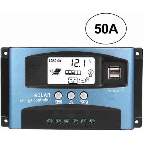 Contrôleur de charge solaire MPPT 50A, double port USB, écran LCD, 12V/24V (1/4)