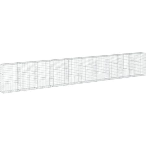 Gabbione recinto a gabbia muro di contenimento con coperchio 1000 x 50 x 150 cm ferro zincato argento 020040116