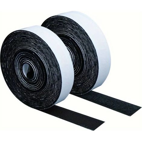 Bande auto-adhésive extra-forte à scratch, dimensions personnalisables, scratch de 15 à 50 mm, couleur : noir, type : auto-adhésive, longueur : 3 m, largeur : 20 mm, côté : boucle. (1/5)