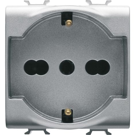 Presa Schuko Bipasso 2P+T 16A 2 moduli Titanio GW14204