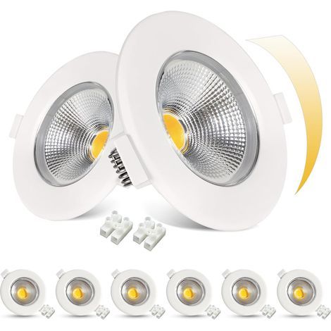 Set of 8 Recessed Spotlights, Dimmable 10W COB LED, 65-88mm Hole, Warm White 3000K, Kitchen Living Room (1/5)