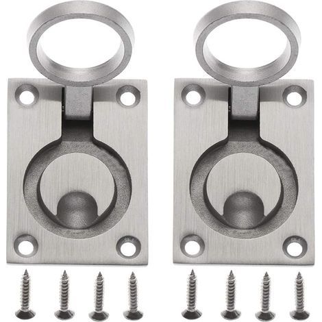 Manilla para escotilla, manilla oculta para escotilla de armario, manilla de acero inoxidable para escotilla de barco/yate con 8 tornillos de montaje (62 x 44 mm, 2 piezas) (1/5)