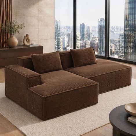 Sofa 235 cm Polstersofa Braun für kleine Räume Stoff OKMYHOME (1/5)