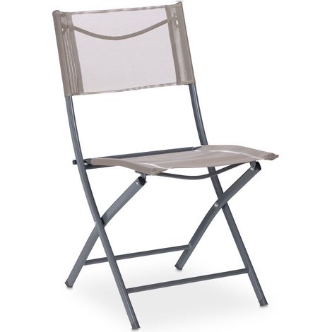 Set di 2 sedie da giardino pieghevoli leggere e comode 105 x 45 x 50 cm in metallo grigio 130010188