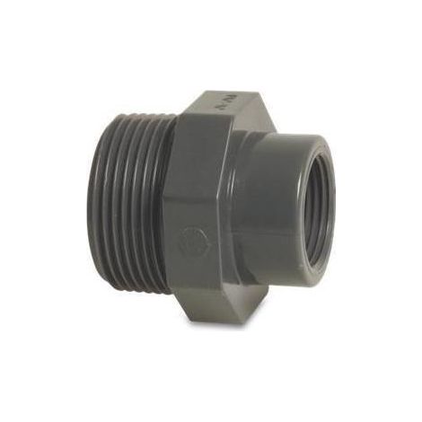 Profec Reduzierstück, PVC-U, 3/4 Zoll AG x 1/2 Zoll IG, 10 bar, grau (1/5)