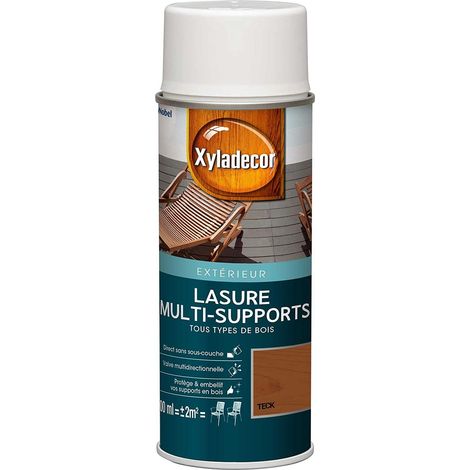 Lasure Protectrice Aérosol pour Bois Extérieur Abris Palissades Mobilier de Jardin Volets Portes et Portails Teck 400ml (1/5)