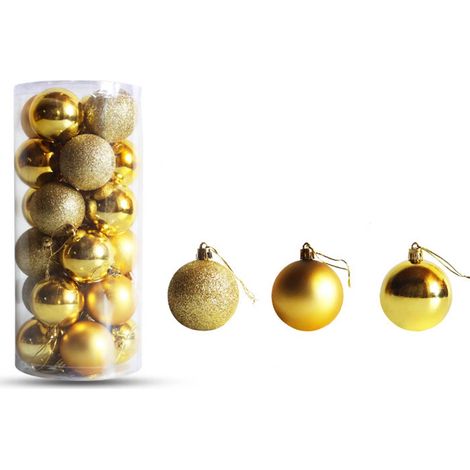 Boule De Noël - Décoration Arbre De Noël En Plastique Brillant - Résistant Aux Chocs - Pour Guirlande, Couronne Ou Intérieur - Lot De 24 Pièces (1/4)